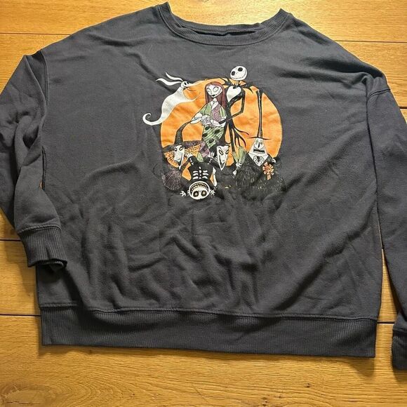 Disney Nightmare before Christmas large pullover gray Halloween - Picture 1 of 6